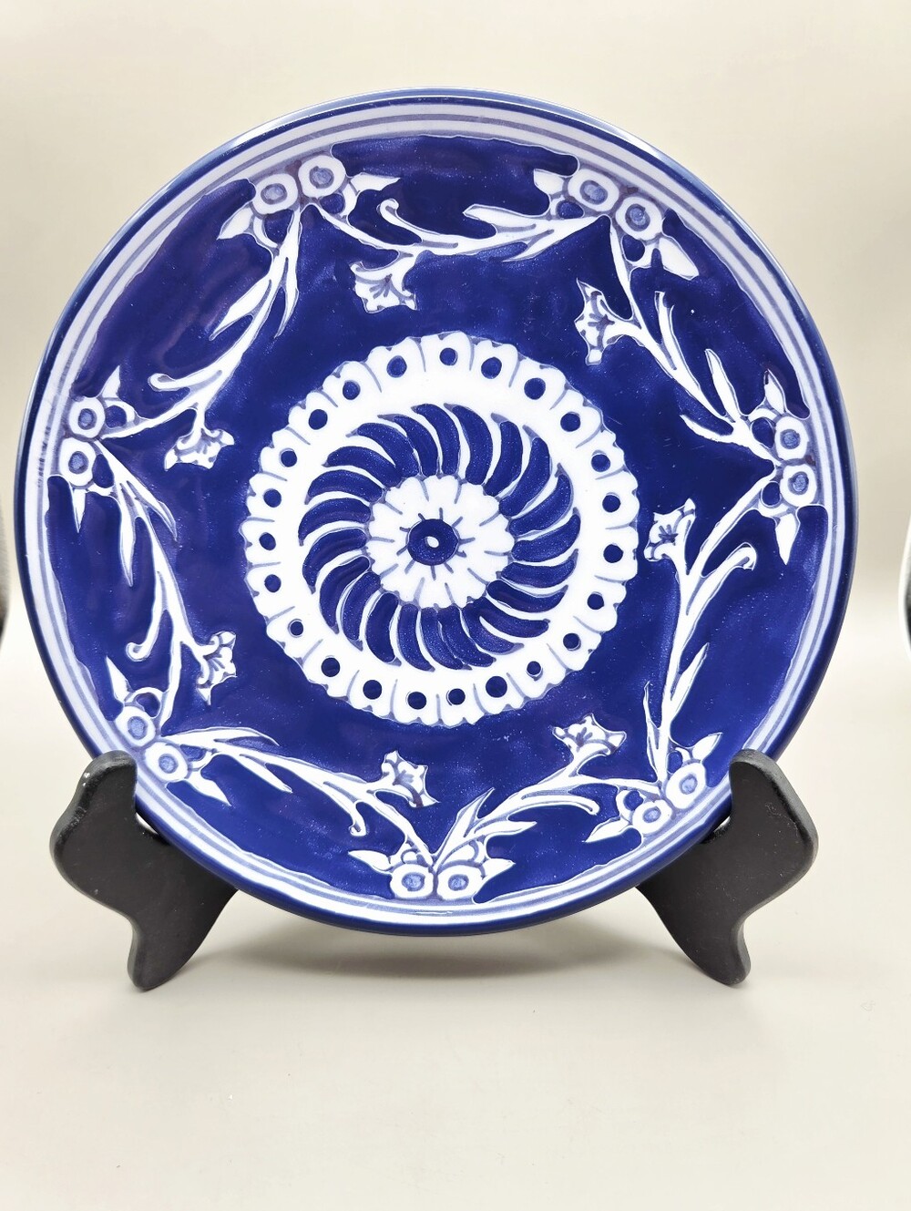 MS Souk Tunisia, Hand Painted Blue & White Decorative Plate